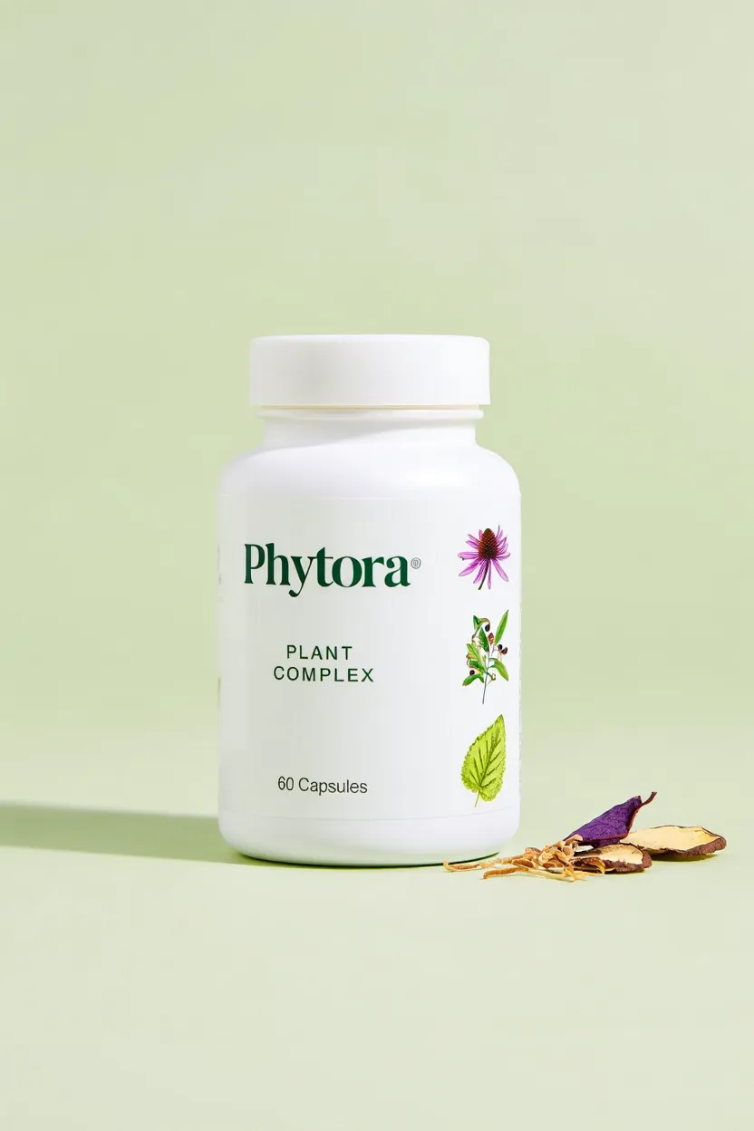 Phytora plant-based supplement bottle with natural botanical ingredients